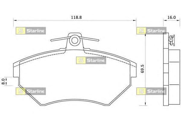 Комплект тормозных колодок, дисковый тормоз STARLINE