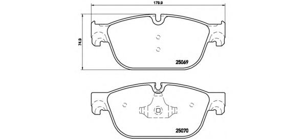 Комплект тормозных колодок, дисковый тормоз BREMBO