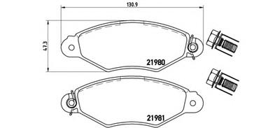 Комплект тормозных колодок, дисковый тормоз BREMBO P61 098