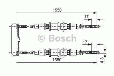 Трос, стояночная тормозная система BOSCH 1 987 477 250