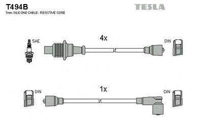 Комплект проводов зажигания TESLA T494B