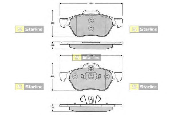 Комплект тормозных колодок, дисковый тормоз STARLINE