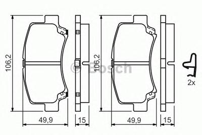 Комплект тормозных колодок, дисковый тормоз BOSCH 0 986 424 626