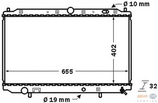 Радиатор, охлаждение двигателя HELLA