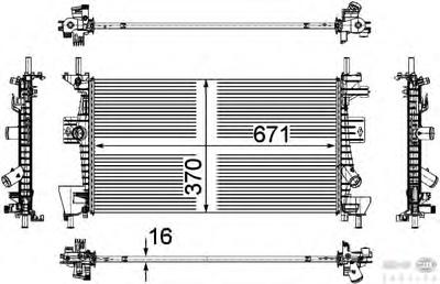 Радиатор, охлаждение двигателя HELLA 8MK376783601