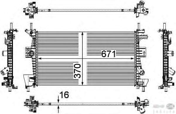 Радиатор, охлаждение двигателя HELLA