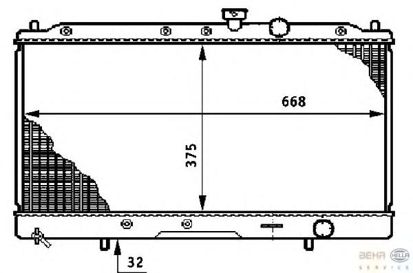 Радиатор, охлаждение двигателя HELLA