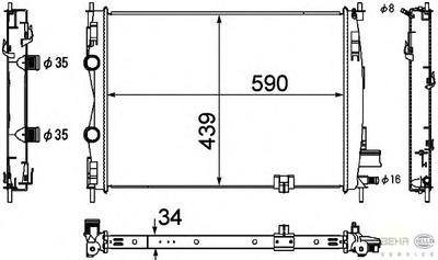 Радиатор, охлаждение двигателя HELLA 8MK376753691