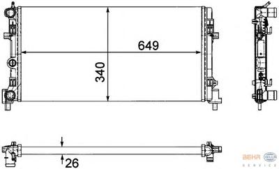Радиатор, охлаждение двигателя HELLA 8MK376754284