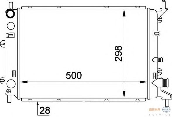 Радиатор, охлаждение двигателя HELLA