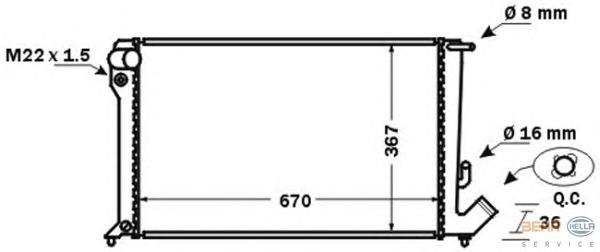 Радиатор, охлаждение двигателя HELLA