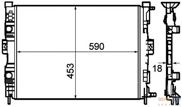 Радиатор, охлаждение двигателя HELLA