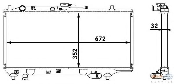 Радиатор, охлаждение двигателя HELLA