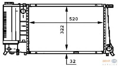 Радиатор, охлаждение двигателя HELLA 8MK376717211