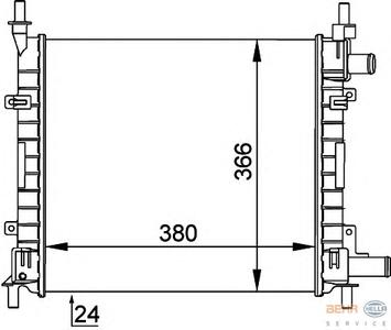 Радиатор, охлаждение двигателя HELLA 8MK376714251