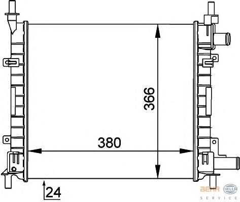 Радиатор, охлаждение двигателя HELLA