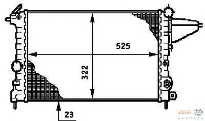 Радиатор, охлаждение двигателя HELLA 8MK376719561