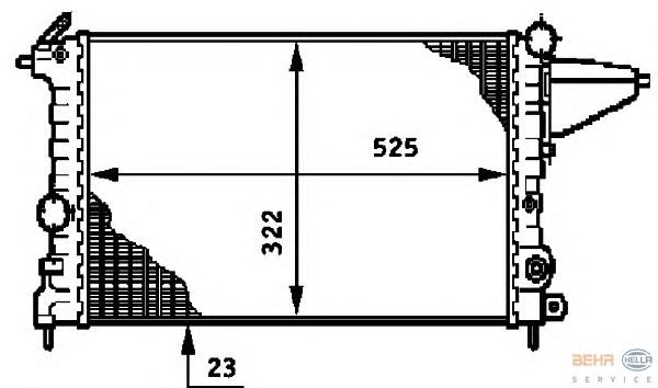 Радиатор, охлаждение двигателя HELLA