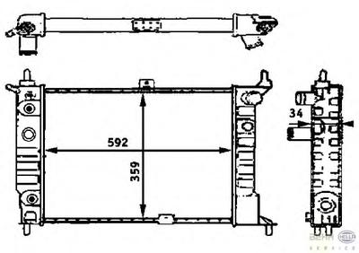 Радиатор, охлаждение двигателя HELLA 8MK376715314