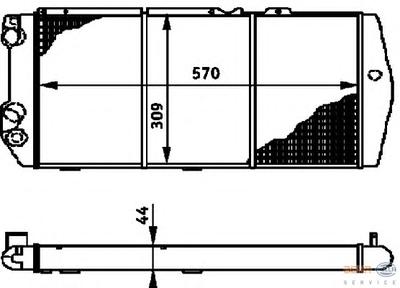 Радиатор, охлаждение двигателя HELLA 8MK376715001