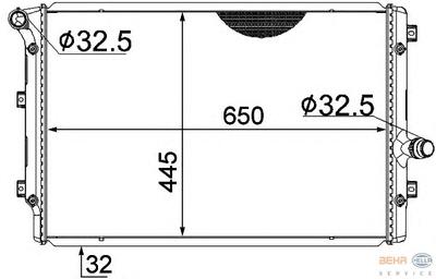 Радиатор, охлаждение двигателя HELLA 8MK376774044