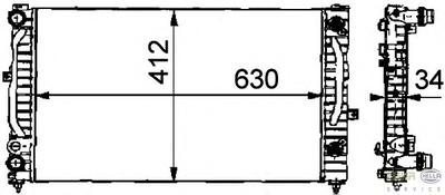 Радиатор, охлаждение двигателя HELLA 8MK376716621