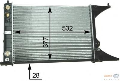 Радиатор, охлаждение двигателя HELLA 8MK376718654