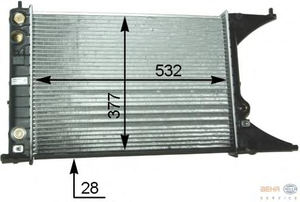 Радиатор, охлаждение двигателя HELLA