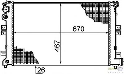 Радиатор, охлаждение двигателя HELLA 8MK376708521
