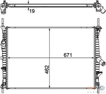 Радиатор, охлаждение двигателя HELLA 8MK376764501