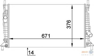 Радиатор, охлаждение двигателя HELLA 8MK376764281