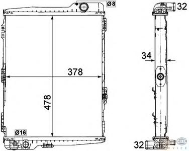 Радиатор, охлаждение двигателя HELLA 8MK376711274