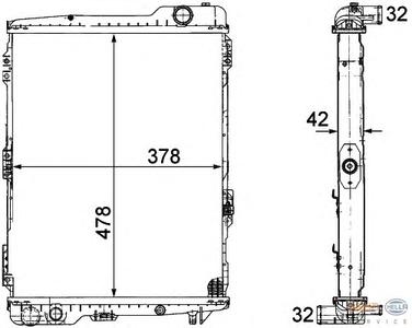 Радиатор, охлаждение двигателя HELLA 8MK376711271
