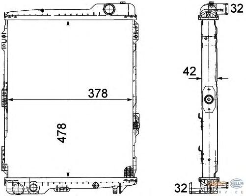Радиатор, охлаждение двигателя HELLA