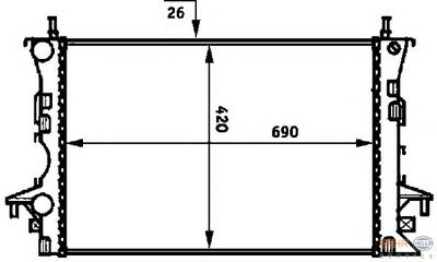 Радиатор, охлаждение двигателя HELLA 8MK376716284