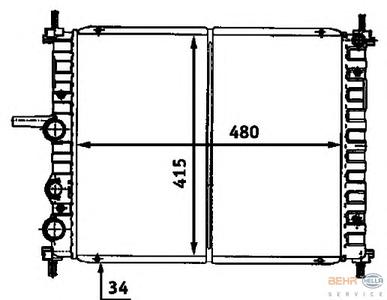 Радиатор, охлаждение двигателя HELLA 8MK376718191