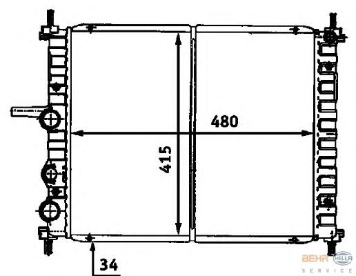 Радиатор, охлаждение двигателя HELLA
