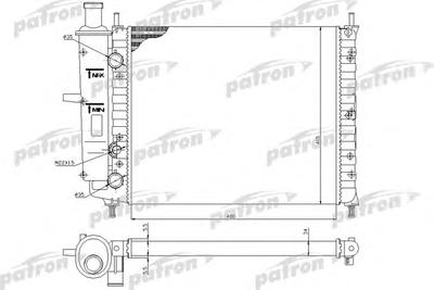 Радиатор, охлаждение двигателя PATRON PRS3057