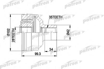 Шарнирный комплект, приводной вал PATRON PCV5013