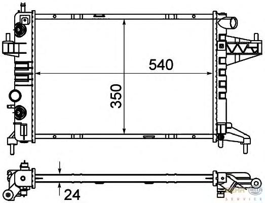 Радиатор, охлаждение двигателя HELLA