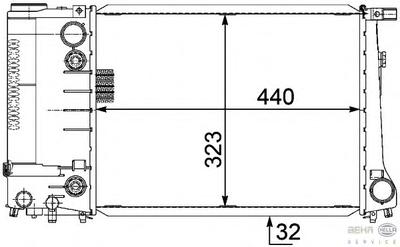 Радиатор, охлаждение двигателя HELLA 8MK376717471