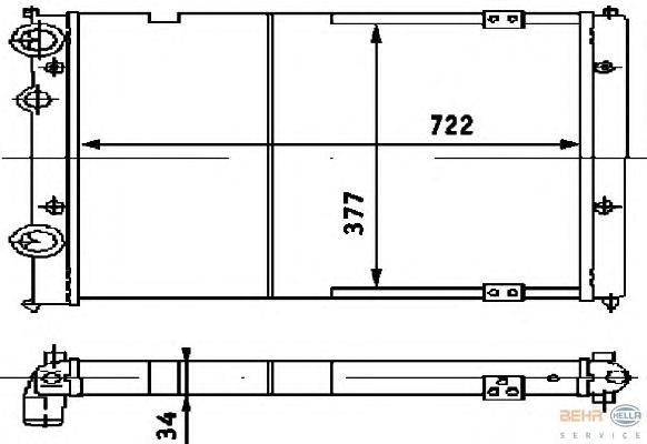 Радиатор, охлаждение двигателя HELLA