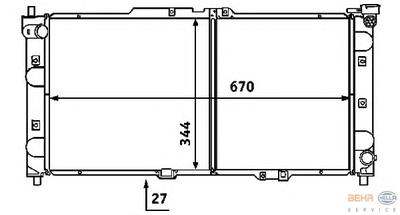 Радиатор, охлаждение двигателя HELLA 8MK376707461