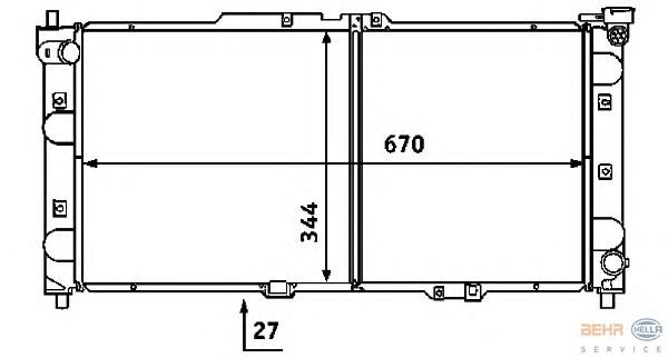 Радиатор, охлаждение двигателя HELLA