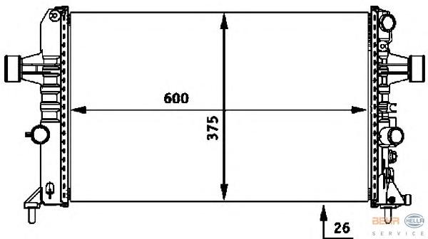 Радиатор, охлаждение двигателя HELLA