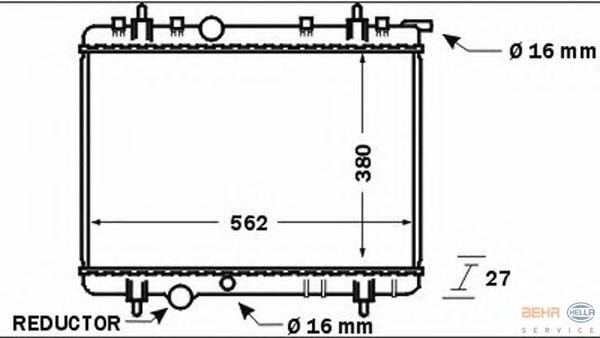 Радиатор, охлаждение двигателя HELLA