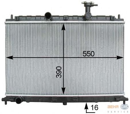 Радиатор, охлаждение двигателя HELLA