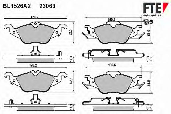 Комплект тормозных колодок, дисковый тормоз FTE
