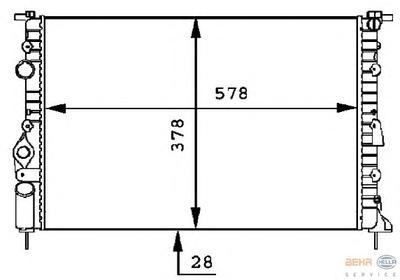 Радиатор, охлаждение двигателя HELLA 8MK376717451