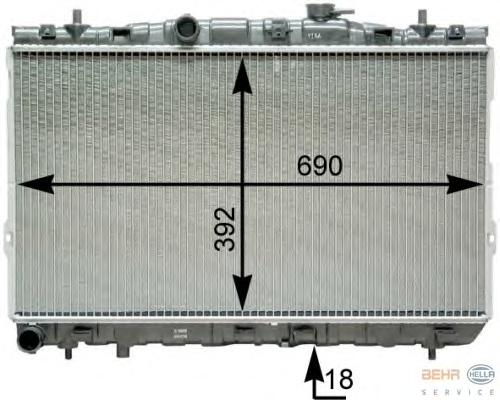 Радиатор, охлаждение двигателя HELLA